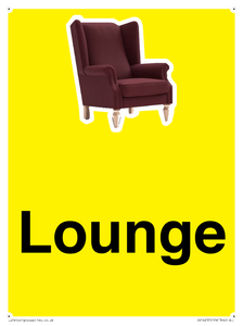Lounge Dementia Friendly Yellow SIgn